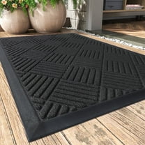 SIXHOME Outdoor Mat Non Slip Doormat 17"x30" Front Door Mat Outside Absorbent Rubber Welcome Mat Low Profile Dirt Trapper Indoor Outdoor Doormat Thicken Crosshatch Entryway Rug Floor Mat Black