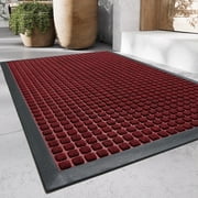 SIXHOME Outdoor Mat Non Slip Doormat 17"x30" Front Door Mat Outside Absorbent Rubber Welcome Mat Low Profile Dirt Trapper Indoor Outdoor Doormat Thicken Checker Entryway Rug Floor Mat Red