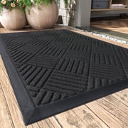 SIXHOME Outdoor Mat Non Slip Doormat 17"x30" Front Door Mat Outside Absorbent Rubber Welcome Mat Low Profile Dirt Trapper Indoor Outdoor Doormat Thicken Crosshatch Entryway Rug Floor Mat Black
