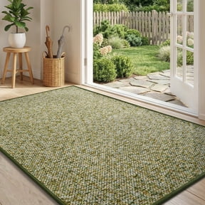 SIXHOME Door Mats for Inside 24"x35" Non Slip Rubber Welcome Mat for Inside Low-Profile Dirt Trapper Indoor Door Mats for Entryway Soft Absorbent Washable Entry Rug Floor Mats Modern Doormat Green