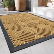 SIXHOME Outdoor Mat Non Slip Doormat 24x35 Front Door Mat Outside Absorbent Rubber Welcome Mat Low Profile Dirt Trapper Indoor Outdoor Doormat Thicken Crosshatch Entryway Rug Floor Mat Yellow