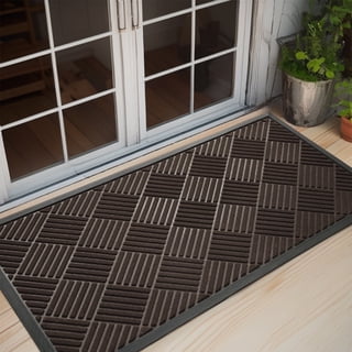 SIXHOME Outdoor Mat Non Slip Doormat 24"x47" Front Door Mat Outside Absorbent Rubber Welcome Mat Low Profile Dirt Trapper Indoor Outdoor Doormat Thicken Crosshatch Entryway Rug Floor Mat Brown