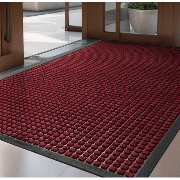 SIXHOME Outdoor Mat Non Slip Doormat 24"x47" Front Door Mat Outside Absorbent Rubber Welcome Mat Low Profile Dirt Trapper Indoor Outdoor Doormat Thicken Checker Entryway Rug Floor Mat Red