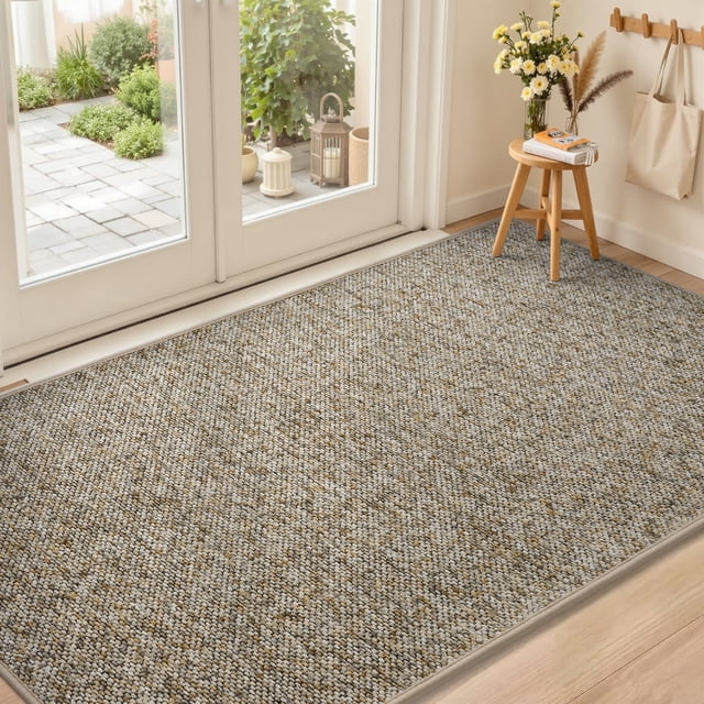 SIXHOME Door Mats for Inside 24"x47" Non Slip Rubber Welcome Mat for Inside Low-Profile Dirt Trapper Indoor Door Mats for Entryway Soft Absorbent Washable Entry Rug Floor Mats Modern Doormat Brown