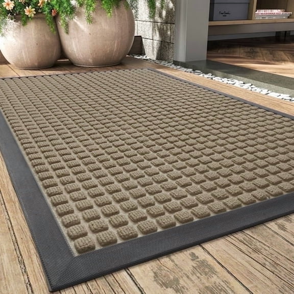 SIXHOME Outdoor Mat Non Slip Doormat 35"x59" Front Door Mat Outside Absorbent Rubber Welcome Mat Low Profile Dirt Trapper Indoor Outdoor Doormat Thicken Checker Entryway Rug Floor Mat Gray