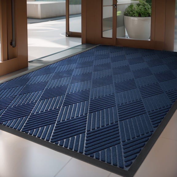 SIXHOME Outdoor Mat Non Slip Doormat 32"x47" Front Door Mat Outside Absorbent Rubber Welcome Mat Low Profile Dirt Trapper Indoor Outdoor Doormat Thicken Crosshatch Entryway Rug Floor Mat Blue