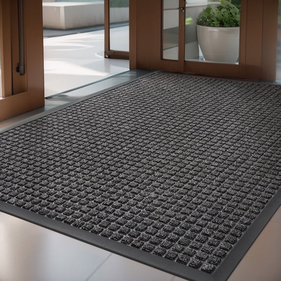 SIXHOME Outdoor Mat Non Slip Doormat 35"x59" Front Door Mat Outside Absorbent Rubber Welcome Mat Low Profile Dirt Trapper Indoor Outdoor Doormat Thicken Checker Entryway Rug Floor Mat Gray