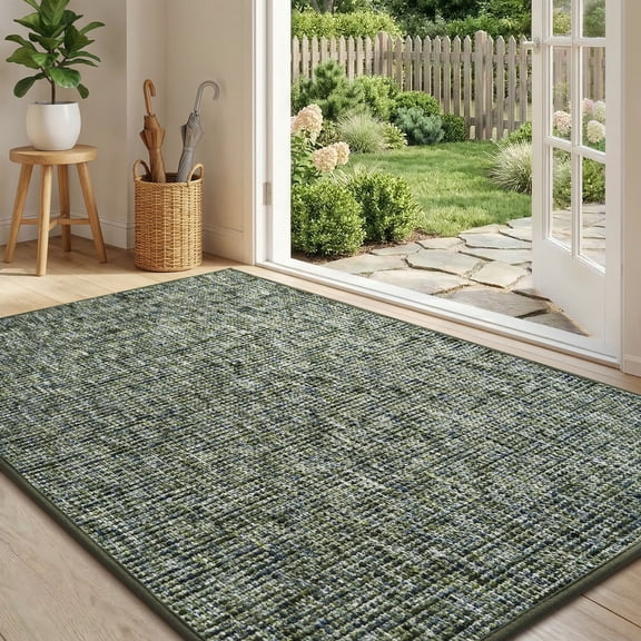 SIXHOME Door Mats for Inside 17"x30" Non Slip Rubber Welcome Mat for Inside Low-Profile Dirt Trapper Indoor Door Mats for Entryway Soft Absorbent Washable Entry Rug Floor Mats Doormat Dark Green