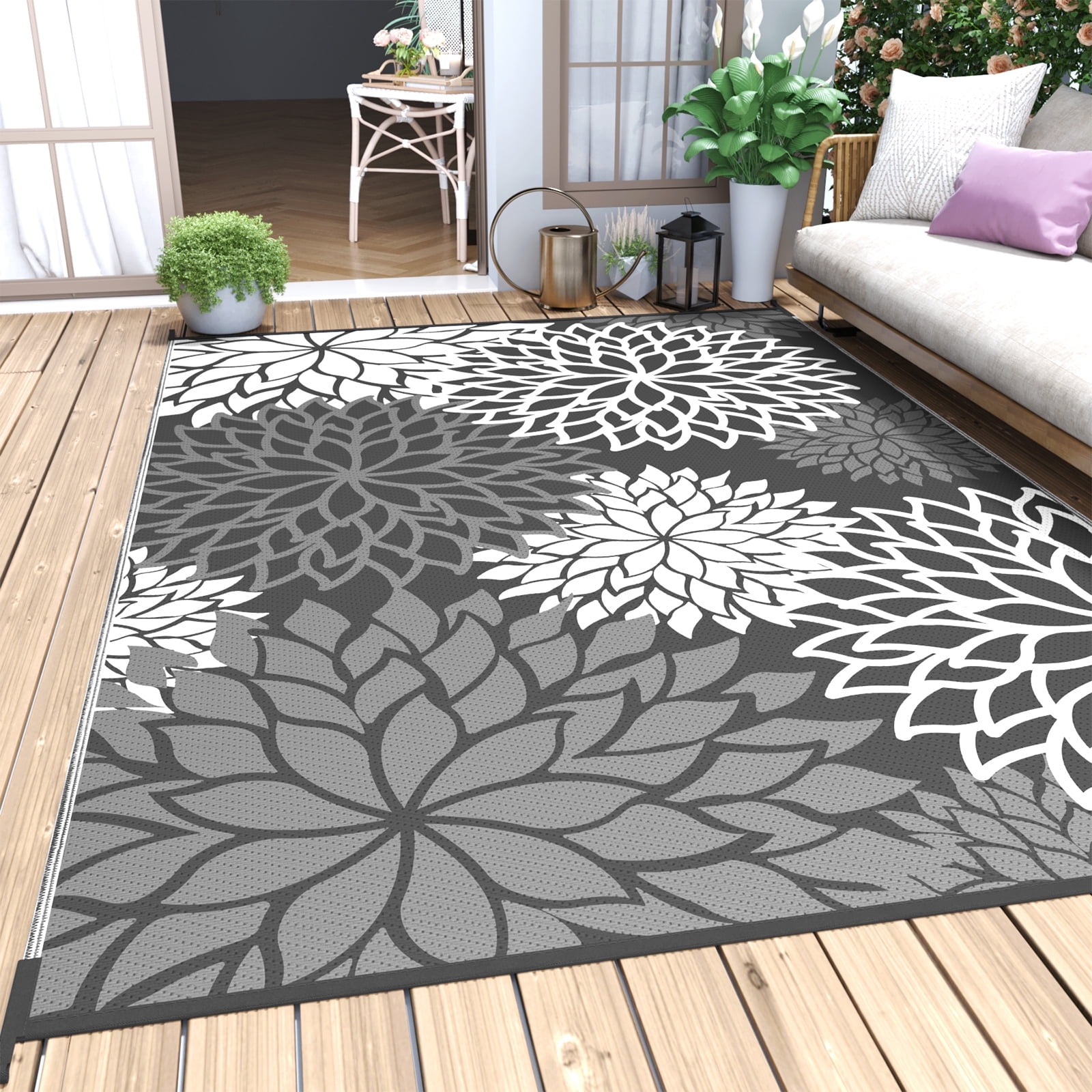 Lush Ambience Waterproof Outdoor Rug For Patios, Backyards, Decks- Navy ...