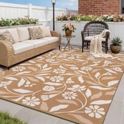 SIXHOME Outdoor Rug 5'x8' Waterproof Reversible Patio Rug Boho Geometric Indoor Outdoor Rugs Lightweight Plastic Straw Ourdoor Carpet for RV Camping Deck Balcony Modern Porch Decor Brown