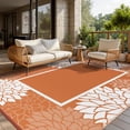 thumbnail image 1 of SIXHOME Outdoor Rug 5'x8' Waterproof Reversible Patio Rug Floral Border Plastic Straw Indoor Outdoor Rug for RV Camping Garden Picnic Beach Deck Backyard Porch Decor Orange and White, 1 of 6