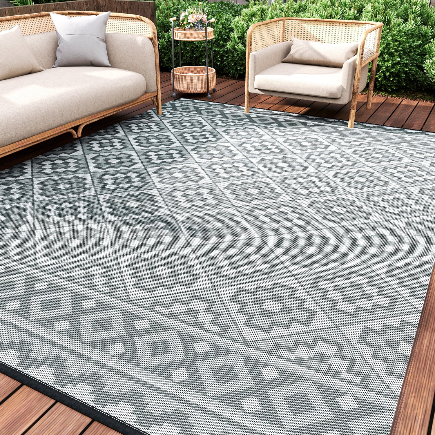 SIXHOME Outdoor Rug 6'x9' Waterproof Reversible Patio Rug Lightweight