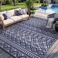 thumbnail image 1 of SIXHOME Outdoor Rug 6'x9' Waterproof Reversible Patio Rug Boho Geometric Indoor Outdoor Rugs Lightweight Plastic Straw Ourdoor Carpet for RV Camping Deck Balcony Modern Porch Decor Blue and Gray, 1 of 8