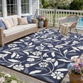 thumbnail image 1 of SIXHOME Outdoor Rug 6'x9' Waterproof Reversible Patio Rug Boho Geometric Indoor Outdoor Rugs Lightweight Plastic Straw Ourdoor Carpet for RV Camping Deck Balcony Modern Porch Decor Blue, 1 of 8