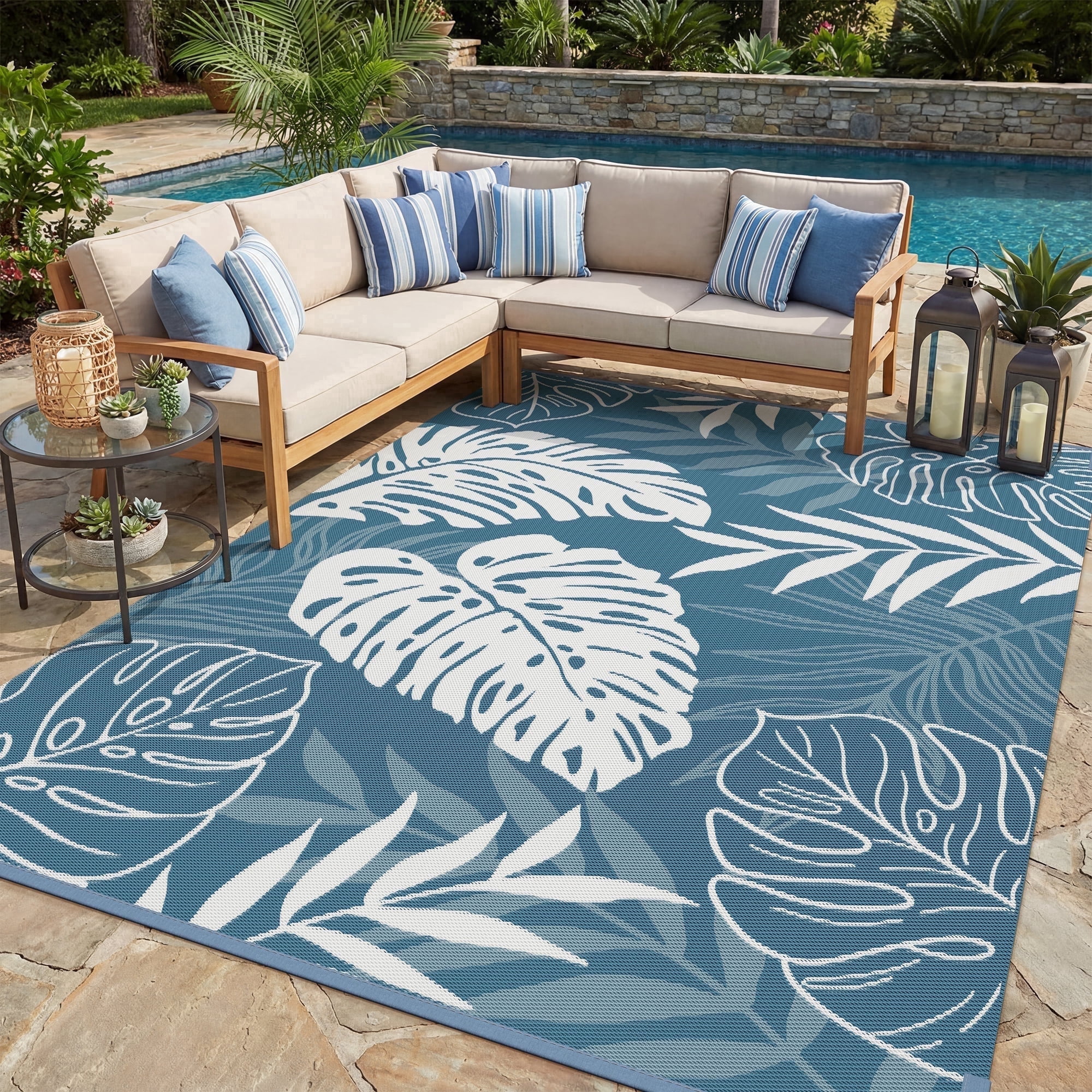 SIXHOME Outdoor Rug 6'x9' Waterproof Reversible Patio Rug Boho ...