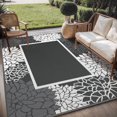 thumbnail image 1 of SIXHOME Outdoor Rug 6'x9' Waterproof Reversible Patio Rug Floral Border Plastic Straw Indoor Outdoor Rug for RV Camping Garden Picnic Beach Deck Backyard Porch Decor Dark Grey and White, 1 of 7