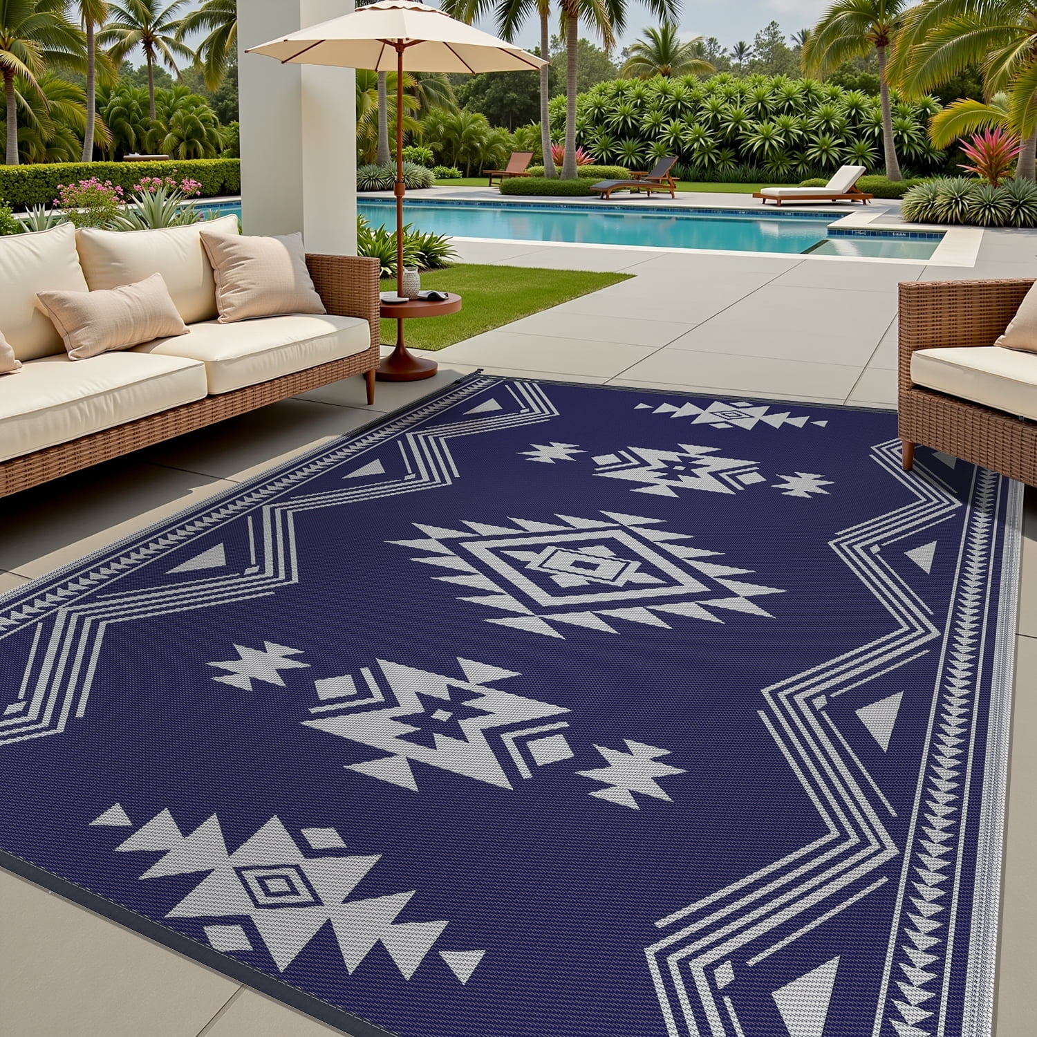 SIXHOME 6' x 9' Outdoor Rug, Waterproof Reversible Patio Mat for ...
