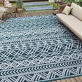 thumbnail image 1 of SIXHOME Outdoor Rug 8'x10' Waterproof Reversible Patio Rug Boho Geometric Indoor Outdoor Rugs Lightweight Plastic Straw Ourdoor Carpet for RV Camping Deck Balcony Modern Porch Decor Teal and White, 1 of 7