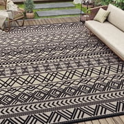 SIXHOME Outdoor Rug 8'x10' Waterproof Reversible Patio Rug Boho Geometric Indoor Outdoor Rugs Lightweight Plastic Straw Ourdoor Carpet for RV Camping Deck Balco