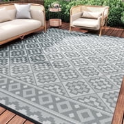 SIXHOME Outdoor Rug 8'x10' Waterproof Reversible Patio Rug Modern Lightweight Plastic Straw Indoor Outdoor Rug for RV Camping Deck Balcony Porch Boho Patio Deco