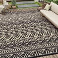 thumbnail image 1 of SIXHOME Outdoor Rug 9'x12' Waterproof Reversible Patio Rug Boho Geometric Indoor Outdoor Rugs Lightweight Plastic Straw Ourdoor Carpet for RV Camping Deck Balcony Modern Porch Decor Black and Beige, 1 of 6