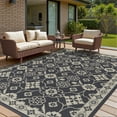 thumbnail image 1 of SIXHOME Outdoor Rug 9'x12' Waterproof Reversible Patio Rug Boho Floral Indoor Outdoor Rugs Lightweight Plastic Straw Ourdoor Carpet for RV Camping Deck Balcony Modern Porch Decor Gray, 1 of 6