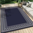 thumbnail image 1 of SIXHOME Outdoor Rug 8'x10' Waterproof Reversible Patio Rug Boho Geometric Indoor Outdoor Rugs Lightweight Plastic Straw Ourdoor Carpet for RV Camping Deck Balcony Modern Porch Decor Black and Gray, 1 of 7