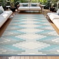 thumbnail image 1 of SIXHOME Outdoor Rug Carpet 6'x9' Waterproof Reversible Patio Rug Portable Modern Indoor Outdoor Rug Plastic Straw Rug for RV Camping Garden Picnic Deck Backyard Boho Porch Decor Teal and Gray, 1 of 7
