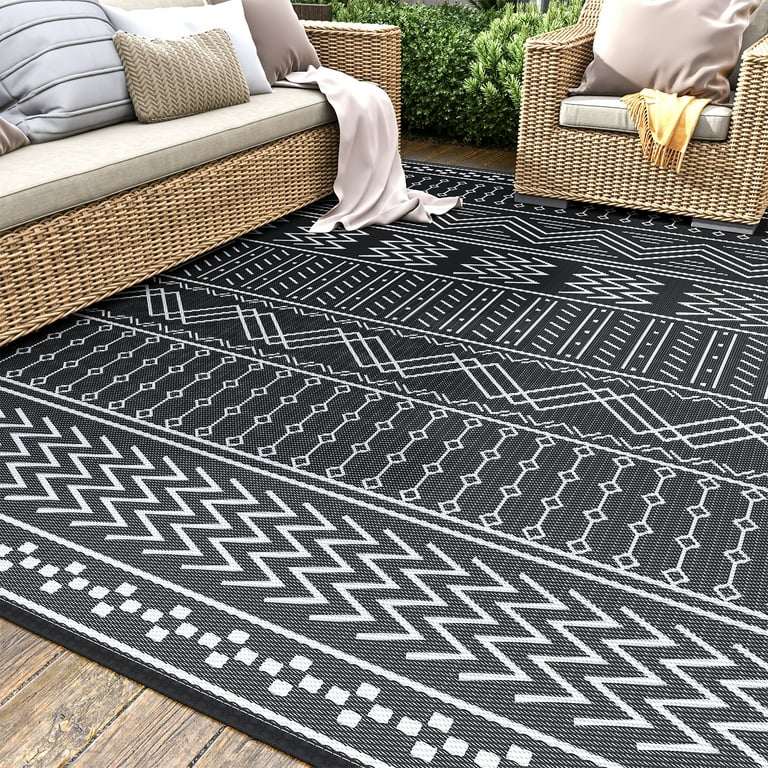 Reversible Outdoor Plastic Rug Waterproof Patio Camping Carpet Plastic Floor  Mat
