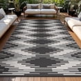 thumbnail image 1 of SIXHOME Outdoor Rug Carpet 8'x10' Waterproof Reversible Patio Rug Portable Modern Indoor Outdoor Rug Plastic Straw Rug for RV Camping Garden Picnic Deck Backyard Boho Porch Decor Black and Gray, 1 of 7