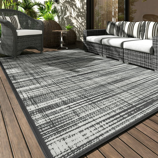 SIXHOME Outdoor Rug Carpet 9'x12' Waterproof Reversible Patio Rug