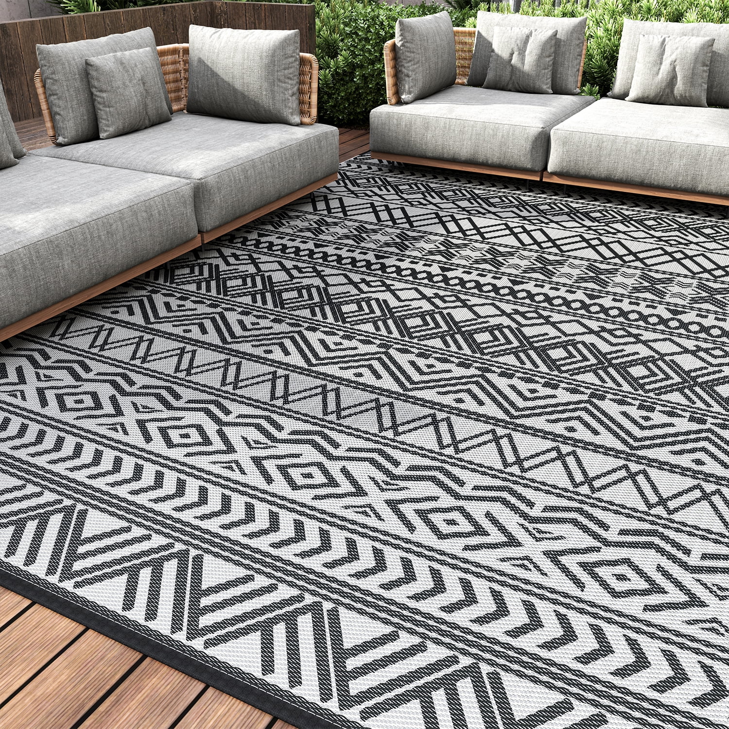 SIXHOME Outdoor Rug Carpet for Patio RV Camping 9'x12' Waterproof Reversible Portable Outdoor