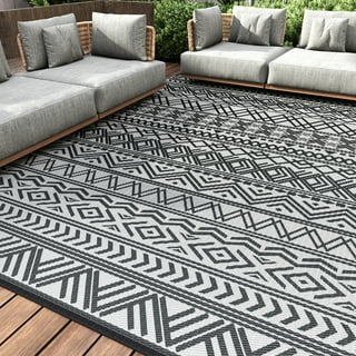 Wikiwiki Reversible Rugs Mats, 9X12FT Waterproof Outdoor Patio Rug,Large Plastic Straw Floor Mat for Camping, RV, Garden, Balcony, Outside Area