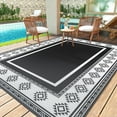 thumbnail image 1 of SIXHOME 6x9 Feet Waterproof Outdoor Rug - Reversible Black & White Plastic Patio Mat, Non-Slip Durable Moroccan Geometric Design for Camping, RV, Balcony, Porch, Picnic, 1 of 8