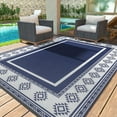 thumbnail image 1 of SIXHOME 6x9 Feet Waterproof Outdoor Rug - Reversible Blue & White Plastic Patio Mat, Non-Slip Durable Moroccan Geometric Design for Camping, RV, Balcony, Porch, Picnic, 1 of 8