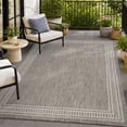 thumbnail image 1 of SIXHOME 4' x 6' Outdoor Area Rug, Gray Modern Bordered Polypropylene Patio Rug, Indoor Outdoor Rug for Deck, Porch, Backyard, Living Room, 1 of 8