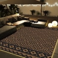 thumbnail image 1 of SIXHOME Outdoor Rug with LED Strip Light 9'x12' Waterproof Reversible Patio Rug Modern Lightweight Plastic Straw Indoor Outdoor Rug for RV Camping Deck Balcony Porch Boho Patio Decor Black and Brown, 1 of 6