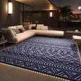 thumbnail image 1 of SIXHOME Outdoor Rug with LED Strip Lights 8'x10' Waterproof Reversible Patio Rug Boho Geometric Indoor Outdoor Rugs Lightweight Plastic Straw Rug for RV Camping Deck Balcony Modern Porch Decor Blue, 1 of 8