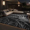 thumbnail image 1 of SIXHOME Outdoor Rug with LED Strip Lights 8'x10' Waterproof Reversible Patio Rug Portable Tropical Indoor Outdoor Rug Plastic Straw Rug for RV Camping Garden Picnic Deck Backyard Black and White, 1 of 8