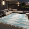 thumbnail image 1 of SIXHOME Outdoor Rug with LED Strip Lights 9'x12' Waterproof Reversible Patio Rug Portable Modern Indoor Outdoor Rug Plastic Straw Rug for RV Camping Garden Picnic Deck Backyard Boho Porch Decor Teal, 1 of 8