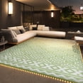 thumbnail image 1 of SIXHOME Outdoor Rug with LED Strip Lights 9'x12' Waterproof Patio Rug Reversible Indoor Outdoor Rug Lightweight Plastic Straw Rug for RV Camping Deck Balcony Boho Porch Decor Sage and Yellow, 1 of 9