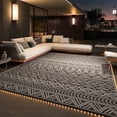 thumbnail image 1 of SIXHOME Outdoor Rug with LED Strip Lights 9'x18' Waterproof Reversible Patio Rug Boho Geometric Indoor Outdoor Rugs Lightweight Plastic Straw Rug for RV Camping Deck Balcony Modern Porch Decor Black, 1 of 8