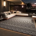 thumbnail image 1 of SIXHOME Outdoor Rug with LED Strip Lights 9'x18' Waterproof Reversible Patio Rug Boho Geometric Indoor Outdoor Rugs Lightweight Plastic Straw Rug for RV Camping Deck Balcony Modern Porch Decor Black, 1 of 7