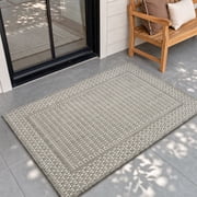 SIXHOME Outdoor Mat 2'x3' Front Door Mat Modern Bordered Indoor Entryway Doormat Polypropylene Washable Non Shedding, Easy Clean, Waterproof, Durable Outdoor Do