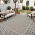 thumbnail image 1 of SIXHOME Outdoor Rugs 4'x6' Patio Rug Modern Bordered Indoor Outdoor Rugs Polypropylene Washable Non Shedding, Easy Clean, Waterproof, Durable Outdoor Carpet for Porch Balcony Deck Neutral Gray, 1 of 9