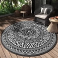 thumbnail image 1 of SIXHOME Outdoor Rugs 6'x6' Round Indoor Outdoor Rugs Waterproof Reversible Patio Rug Plastic Straw Lightweight Outdoor Carpet for RV Camping Deck Balcony Graden Beach Boho Porch Decor Black, 1 of 6