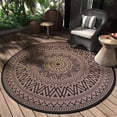 thumbnail image 1 of SIXHOME Outdoor Rugs 6'x6' Round Indoor Outdoor Rugs Waterproof Reversible Patio Rug Plastic Straw Lightweight Outdoor Carpet for RV Camping Deck Balcony Graden Beach Boho Porch Decor Brown, 1 of 6
