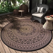 SIXHOME Outdoor Rugs 6'x6' Round Indoor Outdoor Rugs Waterproof Reversible Patio Rug Plastic Straw Lightweight Outdoor Carpet for RV Camping Deck Balcony Graden
