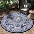 thumbnail image 1 of SIXHOME Outdoor Rugs 6'x6' Round Indoor Outdoor Rugs Waterproof Reversible Patio Rug Plastic Straw Lightweight Outdoor Carpet for RV Camping Deck Balcony Graden Beach Boho Porch Decor Blue, 1 of 5