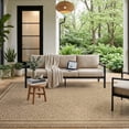 thumbnail image 1 of SIXHOME Outdoor Rugs 6'x9', Farmhouse Bordered Patio Rug, Indoor Outdoor Polypropylene Weave Textured Carpet, Water-Resistant, Quick-Dry Rug for Porch, Balcony, RV, Garden, Neutral Brown, 1 of 8